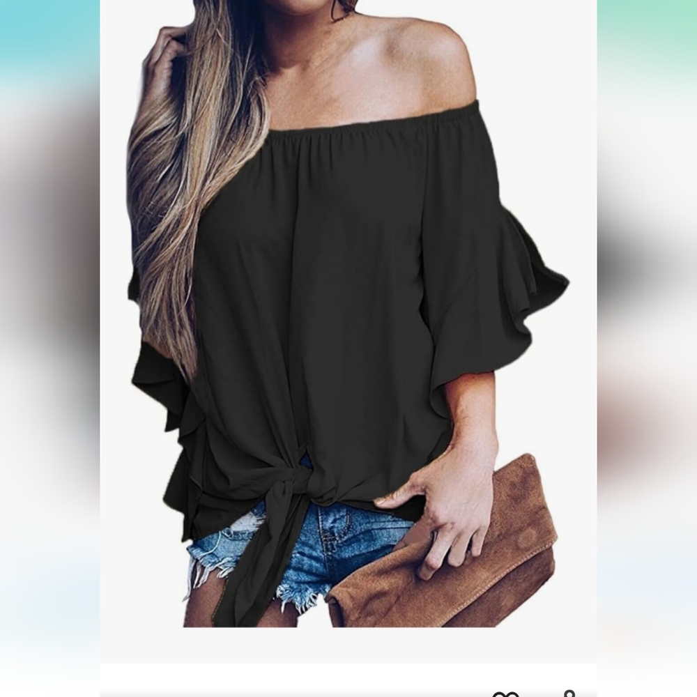 Elegant Black Off-Shoulder Blouse XXL